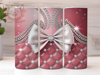Pink Glam Diamond Bow Tumbler Wrap, Diamond Bow, Elegant Style, Sparkling Design, Chic Theme, Tumbler Wrap, Sublimation Design Sublimation Lara' s Designs 