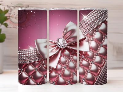 Pink Glam Diamond Bow Tumbler Wrap, Diamond Bow, Elegant Style, Sparkling Design, Chic Theme, Tumbler Wrap, Sublimation Design Sublimation Lara' s Designs 