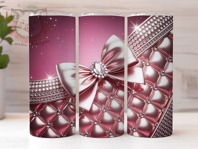 Pink Glam Diamond Bow Tumbler Wrap, Diamond Bow, Elegant Style, Sparkling Design, Chic Theme, Tumbler Wrap, Sublimation Design Sublimation Lara' s Designs 