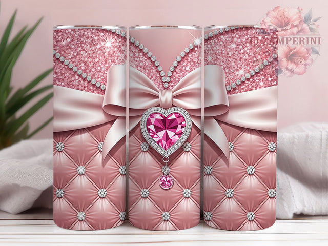 Pink Glam Quilted Luxury 20oz Tumbler, Quilted Leather, Tufted Design, Luxurious Style, Elegant Background, 20oz Tumbler Wrap, Sublimation PNG Sublimation Li Zamperini 