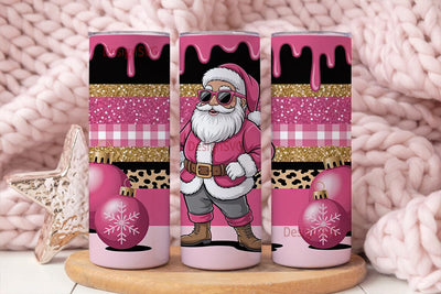 Pink Glam Santa 20oz Tumbler Wrap Sublimation DesignSVG 