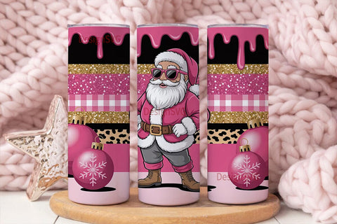 Pink Glam Santa 20oz Tumbler Wrap Sublimation DesignSVG 