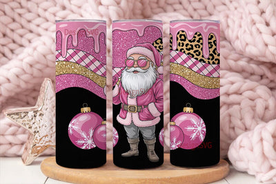 Pink Glam Santa 20oz Tumbler Wrap Sublimation DesignSVG 