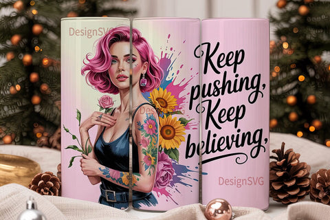Pink Glam Sunflower Tumbler Wrap Sublimation DesignSVG 