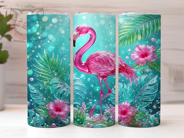 Pink Glass Flamingo 20oz Tumbler, Pink Glass Flamingo, Flamingo Tumbler, Pink Flamingo PNG, Glass Flamingo PNG, Flamingo Wrap PNG, Pink Glass Tumbler, 20oz Tumbler Wrap Sublimation Lara' s Designs 