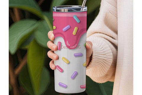 Pink Glaze & Sprinkles 20oz Tumbler Wrap Sublimation DesignSVG 