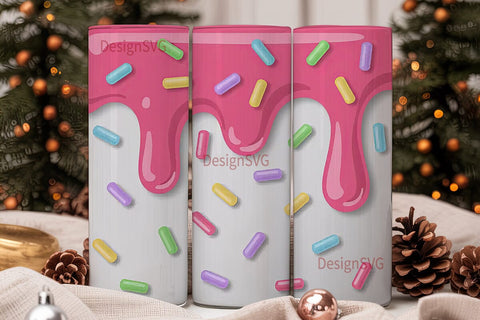 Pink Glaze & Sprinkles 20oz Tumbler Wrap Sublimation DesignSVG 