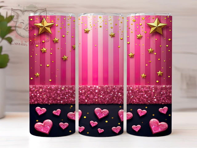 Pink Glitter Bling Tumbler Wrap, Pink Glitter Tumbler, 20oz Wrap, Sublimation Design, Sparkly Drinkware, Glitter Cup, Bling Tumbler, Girly Decor Sublimation Lara' s Designs 