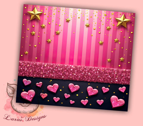 Pink Glitter Bling Tumbler Wrap, Pink Glitter Tumbler, 20oz Wrap, Sublimation Design, Sparkly Drinkware, Glitter Cup, Bling Tumbler, Girly Decor Sublimation Lara' s Designs 
