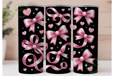 Pink Glitter Bow 20oz Tumbler Wrap Sublimation PixelChick 
