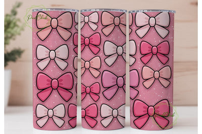 Pink Glitter Bows 20oz Tumbler Wrap Sublimation PixelChick 