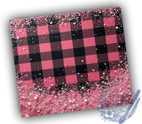 Pink Glitter Buffalo Plaid 20oz Tumbler, Buffalo Plaid, Christmas Tumbler, 20oz Tumbler, Sublimation Design, Holiday Decor, Winter Drinkware Sublimation ToriDesigns 