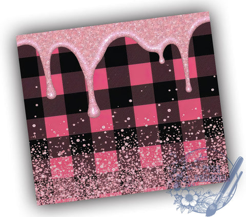 Pink Glitter Buffalo Plaid 20oz Tumbler, Buffalo Plaid, Christmas Tumbler, 20oz Tumbler, Sublimation Design, Holiday Decor, Winter Drinkware Sublimation ToriDesigns 