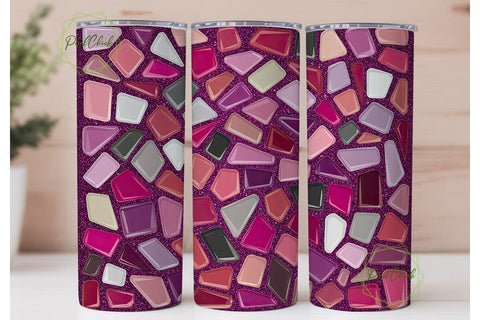 Pink Glitter Confetti Tumbler Wrap PNG Sublimation PixelChick 