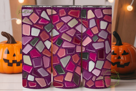 Pink Glitter Confetti Tumbler Wrap PNG Sublimation PixelChick 