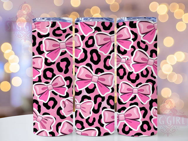 Pink Glitter Coquette Leopard Tumbler, Glitter Leopard Pattern, Coquette Aesthetic Design, 20Oz Sublimation Wrap, Chic Ribbon Art, Sparkly Leopard Texture, Tumbler Sublimation Sublimation SvggirlplusArt 
