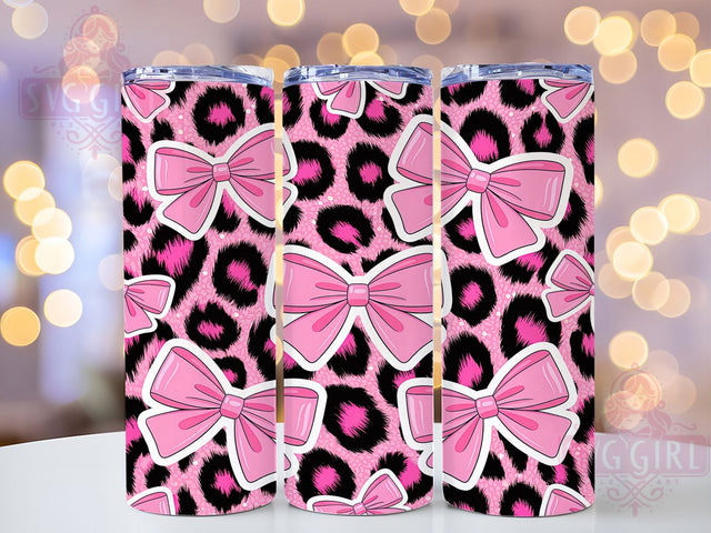 Pink Glitter Coquette Leopard Tumbler, Glitter Leopard Pattern, Coquette Aesthetic Design, 20Oz Sublimation Wrap, Chic Ribbon Art, Sparkly Leopard Texture, Tumbler Sublimation Sublimation SvggirlplusArt 