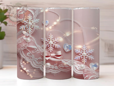 Pink Glitter Coquette Snowflake Tumbler, Coquette Snowflake Wrap, Holiday Mug Design, Sublimation Wrap, Festive Drinkware, Cute Winter Gift, Sparkly Christmas Cup Sublimation Lara' s Designs 