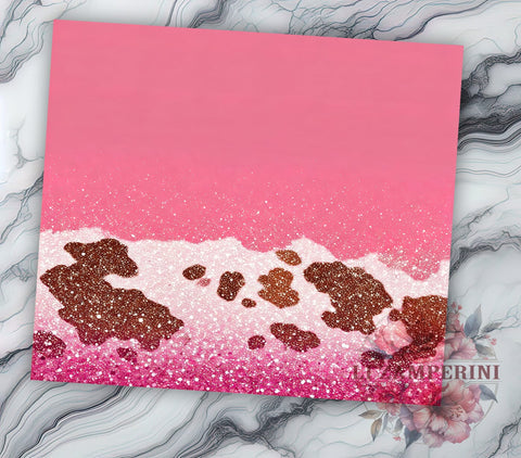 Pink Glitter Cowgirl Tumbler, Cowgirl Tumbler Wrap, Heifer Print Tumbler, Cowhide Sublimation Tumbler, Western Cowgirl Tumbler, 20oz Glitter Tumbler Wrap, Farm Life Tumbler Sublimation Li Zamperini 