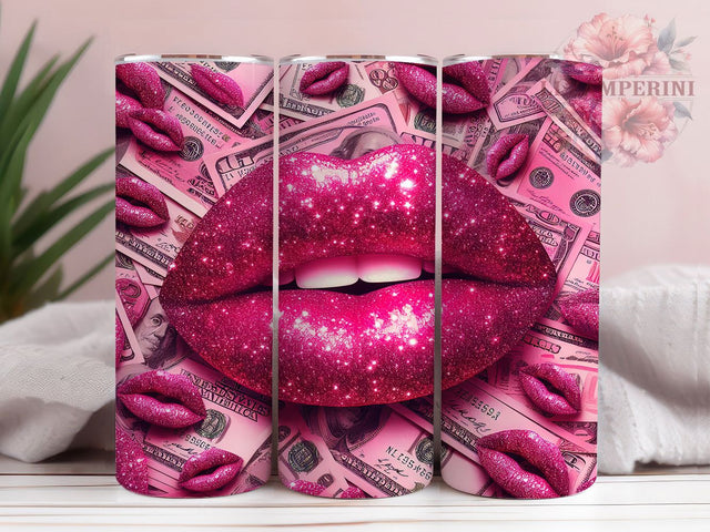 Pink Glitter Dollar Bill Tumbler, Dollar Bill Tumbler, 20oz Tumbler Wrap, Sublimation Design, Custom Tumbler, Money Tumbler, Glitter Tumbler Sublimation Li Zamperini 