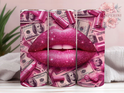 Pink Glitter Dollar Bill Tumbler, Dollar Bill Tumbler, 20oz Tumbler Wrap, Sublimation Design, Custom Tumbler, Money Tumbler, Glitter Tumbler Sublimation Li Zamperini 