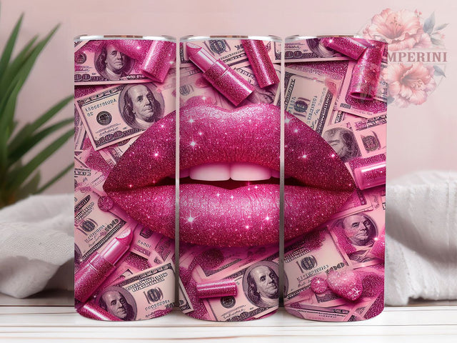 Pink Glitter Dollar Bill Tumbler, Dollar Bill Tumbler, 20oz Tumbler Wrap, Sublimation Design, Custom Tumbler, Money Tumbler, Glitter Tumbler Sublimation Li Zamperini 