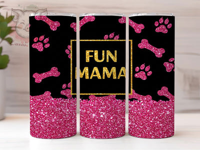 Pink Glitter Fur Mama Pet Tumbler Wrap, Pink Glitter Tumbler Design, Pet Mom Sublimation Wrap, 20oz Skinny Tumbler Wrap, Dog Mom Glitter Tumbler, Cat Mom Tumbler Design Sublimation Lara' s Designs 