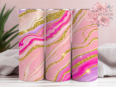 Pink Glitter Geode Crystal Tumbler, Pink Glitter Design, Geode Tumbler Art, 20Oz Sublimation Wrap, Seamless Geode Pattern, Pink Crystal Texture, Tumbler Sublimation Sublimation Li Zamperini 