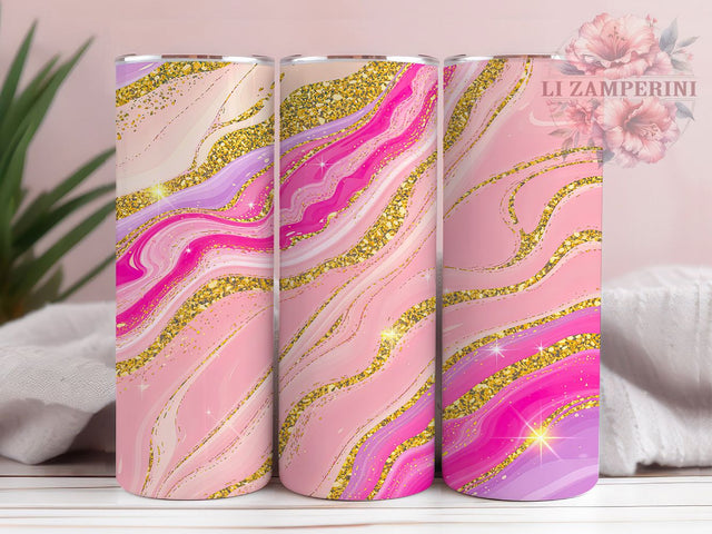 Pink Glitter Geode Crystal Tumbler, Pink Glitter Design, Geode Tumbler Art, 20Oz Sublimation Wrap, Seamless Geode Pattern, Pink Crystal Texture, Tumbler Sublimation Sublimation Li Zamperini 