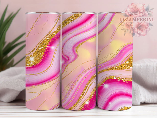 Pink Glitter Geode Crystal Tumbler, Pink Glitter Design, Geode Tumbler Art, 20Oz Sublimation Wrap, Seamless Geode Pattern, Pink Crystal Texture, Tumbler Sublimation Sublimation Li Zamperini 