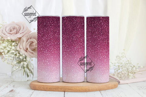 Pink Glitter Glam 20oz Tumbler Wrap Sublimation sassyprint 