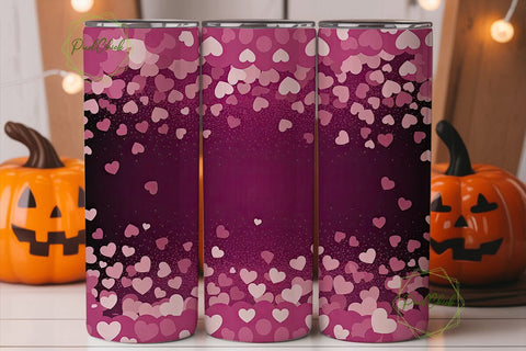 Pink Glitter Hearts 20oz Tumbler Wrap Sublimation PixelChick 