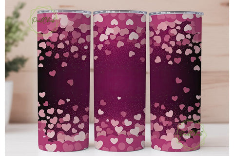 Pink Glitter Hearts 20oz Tumbler Wrap Sublimation PixelChick 