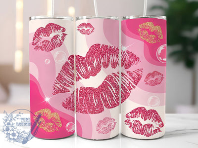Pink Glitter Kisses Tumbler Wrap, Milky Way, Glitter Style, Kisses Pattern, Seamless Design, Glam Wrap, Sublimation Design Sublimation ToriDesigns 