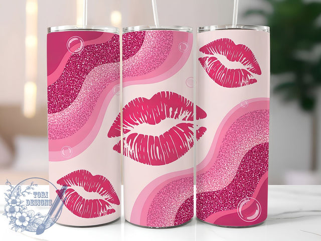 Pink Glitter Kisses Tumbler Wrap, Milky Way, Glitter Style, Kisses Pattern, Seamless Design, Glam Wrap, Sublimation Design Sublimation ToriDesigns 