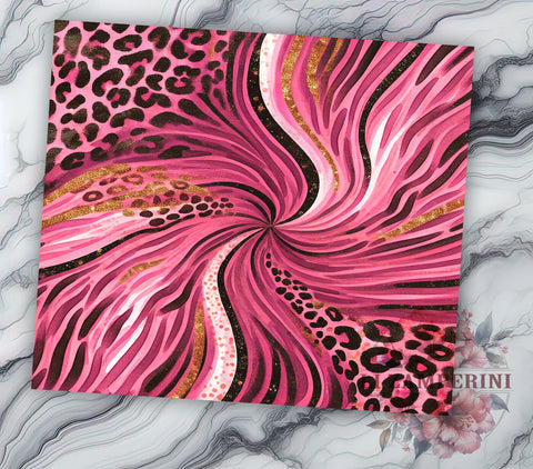 Pink Glitter Leopard 20oz Tumbler, Leopard Print Design, 20oz Sublimation, Sparkly Drinkware, Animal Print Tumbler, Unique Gift, Fashionable Tumbler Wrap Sublimation Li Zamperini 