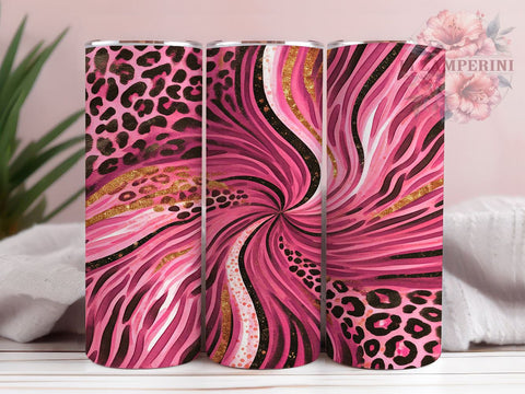 Pink Glitter Leopard 20oz Tumbler, Leopard Print Design, 20oz Sublimation, Sparkly Drinkware, Animal Print Tumbler, Unique Gift, Fashionable Tumbler Wrap Sublimation Li Zamperini 