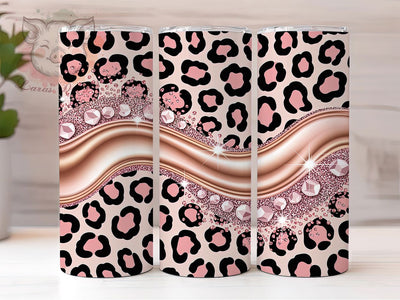 Pink Glitter Leopard 20oz Tumbler Wrap, Pink Leopard, Soft Pink, Animal Print Wrap, Sparkle Pattern, 20oz Tumbler Wrap, Sublimation PNG Sublimation Lara' s Designs 