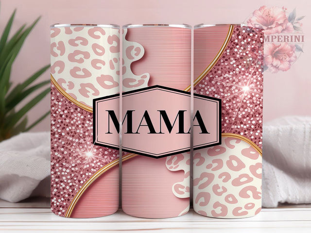 Pink Glitter Leopard Mama Tumbler, Pink Glitter Sublimation Design, Sparkling Leopard Art, 20oz Mama Tumbler, Whimsical Leopard Mug, Shiny Pink Cup, Stylish Leopard Wrap Sublimation Li Zamperini 