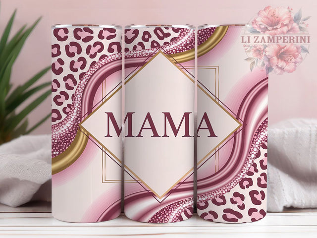 Pink Glitter Leopard Mama Tumbler, Pink Glitter Sublimation Design, Sparkling Leopard Art, 20oz Mama Tumbler, Whimsical Leopard Mug, Shiny Pink Cup, Stylish Leopard Wrap Sublimation Li Zamperini 