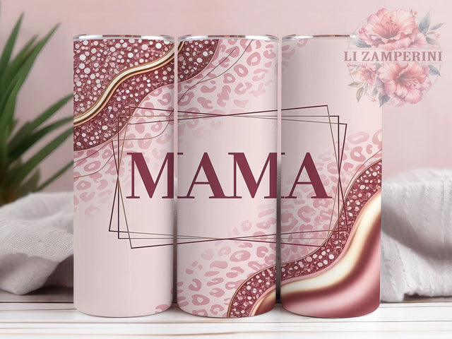 Pink Glitter Leopard Mama Tumbler, Pink Glitter Sublimation Design, Sparkling Leopard Art, 20oz Mama Tumbler, Whimsical Leopard Mug, Shiny Pink Cup, Stylish Leopard Wrap Sublimation Li Zamperini 