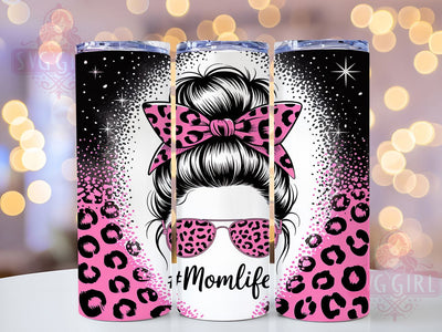 Pink Glitter Leopard Mom Tumbler, Mom Life Pattern, Pink Sparkle Design, 20Oz Sublimation Wrap, Glam Leopard Art, Stylish Mom Texture, Tumbler Sublimation Sublimation SvggirlplusArt 