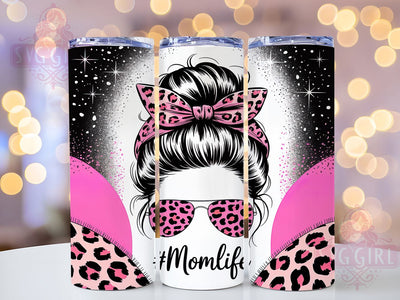 Pink Glitter Leopard Mom Tumbler, Mom Life Pattern, Pink Sparkle Design, 20Oz Sublimation Wrap, Glam Leopard Art, Stylish Mom Texture, Tumbler Sublimation Sublimation SvggirlplusArt 