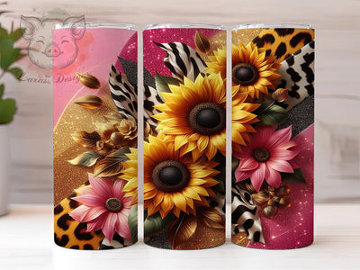 Pink Glitter Leopard Tumbler, Pink Glitter, Leopard Print, Cowhide Wrap, Sublimation Art, 20oz Tumbler, Rustic Glam Sublimation Lara' s Designs 