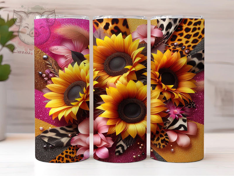 Pink Glitter Leopard Tumbler, Pink Glitter, Leopard Print, Cowhide Wrap, Sublimation Art, 20oz Tumbler, Rustic Glam Sublimation Lara' s Designs 