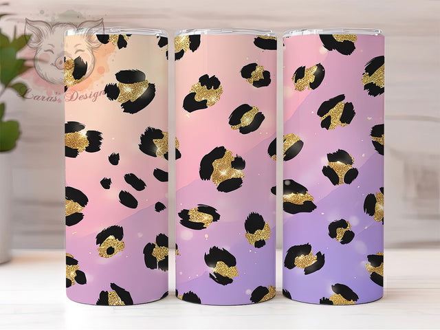 Pink Glitter Leopard Tumbler, Sparkle Leopard, Pink Animal Print, Glam Tumbler, Bold Pattern, 20oz Tumbler, Sublimation Design Sublimation Lara' s Designs 