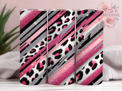 Pink Glitter Leopard Tumbler Wrap, Pink Glitter Wrap, Animal Print Tumbler, Sparkly Tumbler Design, 20oz Skinny Tumbler, Glam Tumbler Sublimation, Leopard Glitter Tumbler Sublimation Li Zamperini 