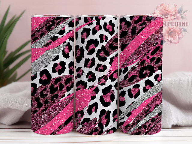 Pink Glitter Leopard Tumbler Wrap, Pink Glitter Wrap, Animal Print Tumbler, Sparkly Tumbler Design, 20oz Skinny Tumbler, Glam Tumbler Sublimation, Leopard Glitter Tumbler Sublimation Li Zamperini 