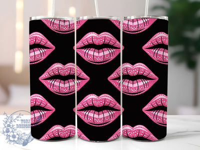 Pink Glitter Lips Valentine Tumbler Wrap, Pink Glitter, Lips Pattern, Romantic Theme, Glam Style, Bold Wrap, Sublimation Design Sublimation ToriDesigns 