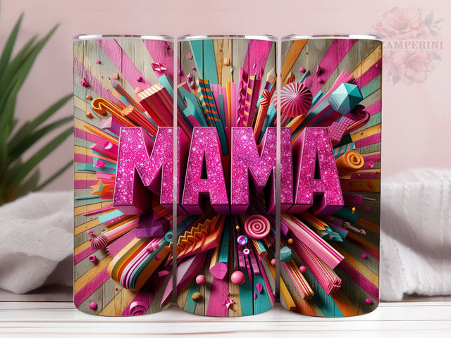 Pink Glitter Mama 20oz Tumbler Wrap PNG, Mother's Day Tumbler Png, Straight & Tapered Tumbler Wrap, Instant Digital Download Sublimation Li Zamperini 